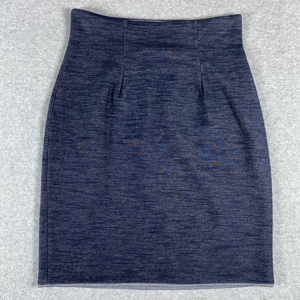 Weston Skirt Womens XS Blue Heather Pencil Bodycon Stretch Made USA Knit